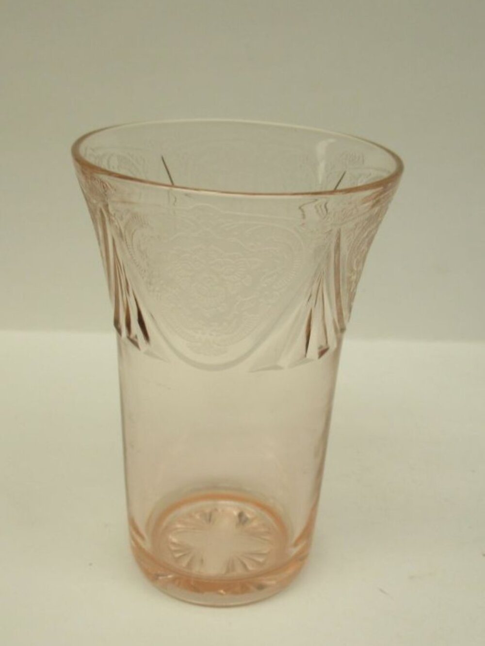 Hazel Atlas Pink ROYAL LACE 5 1/4 Inch High 12 Ounce Ice Tea Tumbler - Scarce